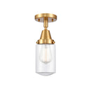 Dover Flush Mount shown in the Satin Gold finish with a Clear shade