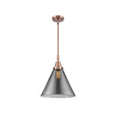 Cone Mini Pendant shown in the Antique Copper finish with a Plated Smoke shade