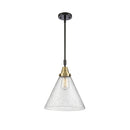 Cone Mini Pendant shown in the Black Antique Brass finish with a Seedy shade