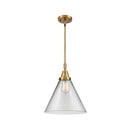 Cone Mini Pendant shown in the Brushed Brass finish with a Clear shade