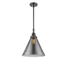 Cone Mini Pendant shown in the Matte Black finish with a Plated Smoke shade