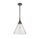 Cone Mini Pendant shown in the Matte Black finish with a Seedy shade