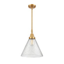 Cone Mini Pendant shown in the Satin Gold finish with a Seedy shade