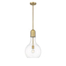 Amherst Mini Pendant shown in the Brushed Brass finish with a Clear shade