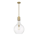 Amherst Pendant shown in the Brushed Brass finish with a Clear shade