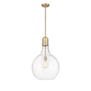 Amherst Pendant shown in the Brushed Brass finish with a Clear shade