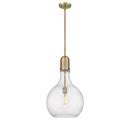 Amherst Pendant shown in the Brushed Brass finish with a Seedy shade