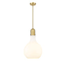Amherst Pendant shown in the Satin Gold finish with a Matte White shade