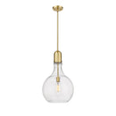 Amherst Pendant shown in the Satin Gold finish with a Seedy shade