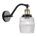 Colton Sconce shown in the Black Antique Brass finish with a Clear Halophane shade