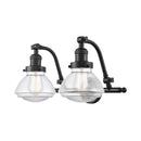 Olean Bath Vanity Light shown in the Oil Rubbed Bronze finish with a Clear shade