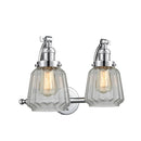 Chatham Bath Vanity Light shown in the Polished Chrome finish with a Clear shade