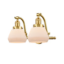 Fulton Bath Vanity Light shown in the Satin Gold finish with a Matte White shade