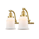 Canton Bath Vanity Light shown in the Satin Gold finish with a Matte White shade