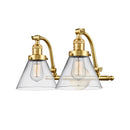 Cone Bath Vanity Light shown in the Satin Gold finish with a Clear shade