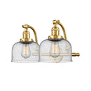 Bell Bath Vanity Light shown in the Satin Gold finish with a Seedy shade