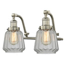 Chatham Bath Vanity Light shown in the Brushed Satin Nickel finish with a Clear shade