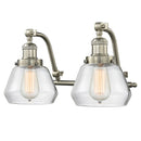 Fulton Bath Vanity Light shown in the Brushed Satin Nickel finish with a Clear shade