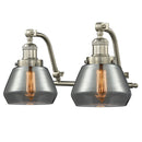 Fulton Bath Vanity Light shown in the Brushed Satin Nickel finish with a Plated Smoke shade