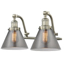 Cone Bath Vanity Light shown in the Brushed Satin Nickel finish with a Plated Smoke shade