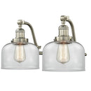 Bell Bath Vanity Light shown in the Brushed Satin Nickel finish with a Clear shade