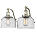Bell Bath Vanity Light shown in the Brushed Satin Nickel finish with a Seedy shade