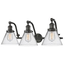 Cone Bath Vanity Light shown in the Oil Rubbed Bronze finish with a Clear shade
