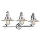 Halophane Bath Vanity Light shown in the Polished Chrome finish with a Clear Halophane shade