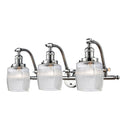 Colton Bath Vanity Light shown in the Polished Chrome finish with a Clear Halophane shade