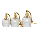Colton Bath Vanity Light shown in the Satin Gold finish with a Clear Halophane shade