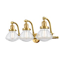 Olean Bath Vanity Light shown in the Satin Gold finish with a Seedy shade