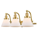 Cone Bath Vanity Light shown in the Satin Gold finish with a Matte White shade