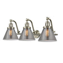 Cone Bath Vanity Light shown in the Brushed Satin Nickel finish with a Plated Smoke shade