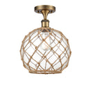 Innovations Lighting Large Farmhouse Rope 1 Light Semi-Flush Mount Part Of The Ballston Collection 516-1C-BB-G122-10RB