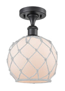 Innovations Lighting Farmhouse Rope 1 Light Semi-Flush Mount Part Of The Ballston Collection 516-1C-BK-G121-8RW-LED