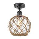 Innovations Lighting Farmhouse Rope 1 Light Semi-Flush Mount Part Of The Ballston Collection 516-1C-BK-G122-8RB