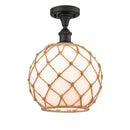 Innovations Lighting Large Farmhouse Rope 1 Light Semi-Flush Mount Part Of The Ballston Collection 516-1C-OB-G121-10RB