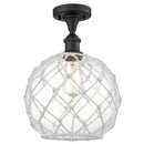 Innovations Lighting Large Farmhouse Rope 1 Light Semi-Flush Mount Part Of The Ballston Collection 516-1C-OB-G122-10RW