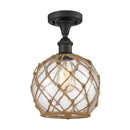 Innovations Lighting Farmhouse Rope 1 Light Semi-Flush Mount Part Of The Ballston Collection 516-1C-OB-G122-8RB