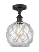 Innovations Lighting Farmhouse Rope 1 Light Semi-Flush Mount Part Of The Ballston Collection 516-1C-OB-G122-8RW-LED