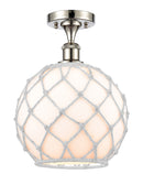 Innovations Lighting Large Farmhouse Rope 1 Light Semi-Flush Mount Part Of The Ballston Collection 516-1C-PN-G121-10RW-LED