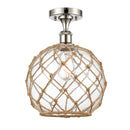 Innovations Lighting Large Farmhouse Rope 1 Light Semi-Flush Mount Part Of The Ballston Collection 516-1C-PN-G122-10RB