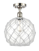 Innovations Lighting Large Farmhouse Rope 1 Light Semi-Flush Mount Part Of The Ballston Collection 516-1C-PN-G122-10RW-LED