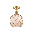 Innovations Lighting Farmhouse Rope 1 Light Semi-Flush Mount Part Of The Ballston Collection 516-1C-SG-G121-8RB-LED
