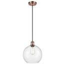 Athens Mini Pendant shown in the Antique Copper finish with a Seedy shade
