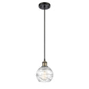 Deco Swirl Mini Pendant shown in the Black Antique Brass finish with a Clear shade