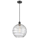 Deco Swirl Mini Pendant shown in the Matte Black finish with a Clear shade