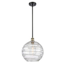 Deco Swirl Mini Pendant shown in the Black Antique Brass finish with a Clear shade