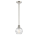 Deco Swirl Mini Pendant shown in the Polished Nickel finish with a Clear shade