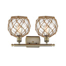 Innovations Lighting Farmhouse Rope 2 Light Bath Vanity Light Part Of The Ballston Collection 516-2W-AB-G122-8RB